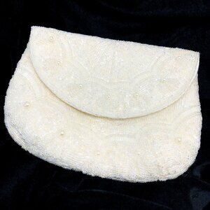 NWOT RR Rizman Ruzaini Beaded Evening Purse Clutch Bag Handmade Pearls Mom Gram